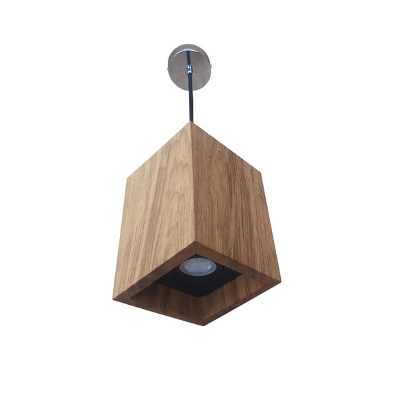 Luminaria LED colgante hecha a mano de madera de roble, lámpara de madera exclusiva, woodspot