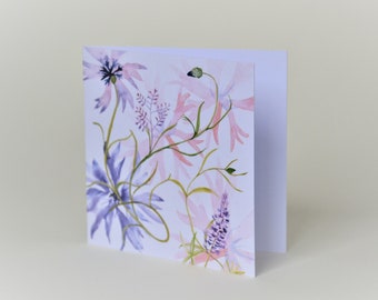 Mini square greeting card "Cornflowers"