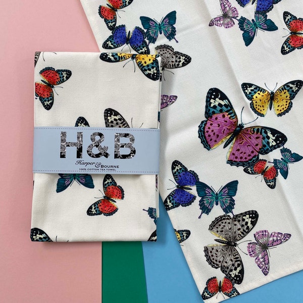 Ivory Butterfly Tea Towel