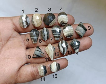 Beautiful zebra calcite faceted Rings size Natural gemstone