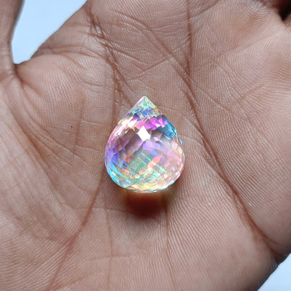 Super Mystic Quartz  Mystic Drop Gemstone Multi Colour beautiful Multi Fire Gemstone Faceted Mystic quartz Drop Perfect for Pendant