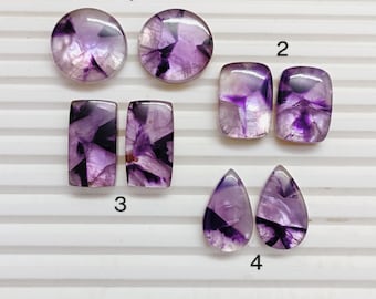 Natural Trapiche Star Amethyst & MOP Doublets GemStone, Pair Unique Star Chevron Amethyst Cabochon, Crystal Star Amethyst For Jewelry Making