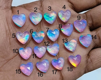 Amazing Arora Opal Himalayan Crystal Doubletes Handmade Heart Shape Smooth polished Faceted making for jewelry 10mm Size For Making Rings
