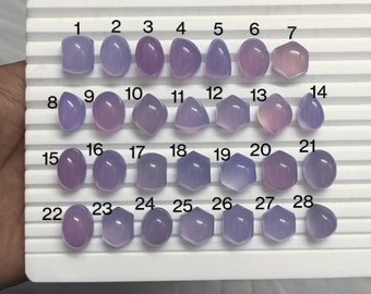 Lavender Chalcedony Cabochon , Natural Chalcedony Top Quality Gemstones Smooth Polished For Making Jewellery