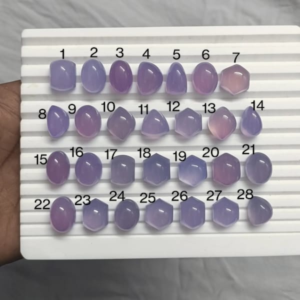 Lavender Chalcedony Cabochon , Natural Chalcedony Top Quality Gemstones Smooth Polished For Making Jewellery