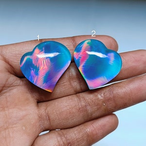 Incredibili e unici cristalli di opale Aurora Himalayan Doublets - Cabochon Heart Anelli e orecchini lisci e lucidati a mano Dimensioni per gioielli