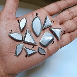 Silver Obsidian Steps Cut - Natural Gemstones - Faceted - Handmade Gemstones - Flat Back - Smooth Polished - For Making Jewelry