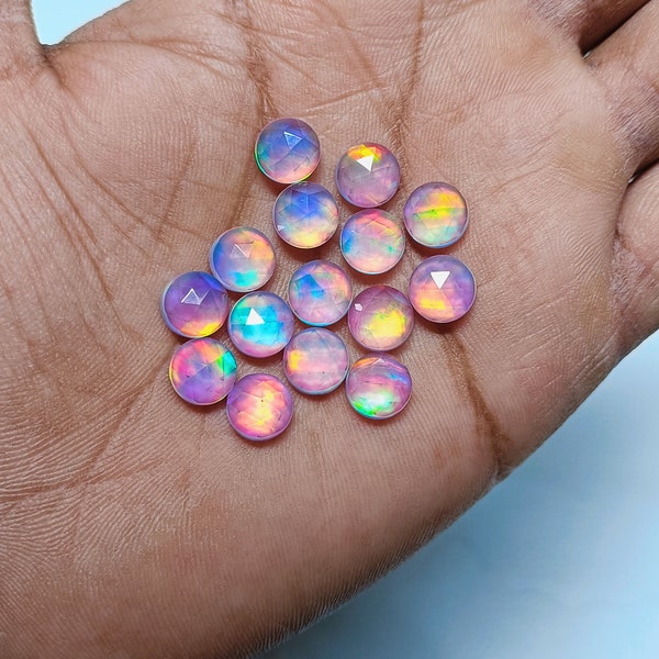 Amazing Rare Aurora Opal Himalayan Crystal Doublets - Handmade Rounds Shape Smooth polished Rose Cut 6 MM Size for jewelry