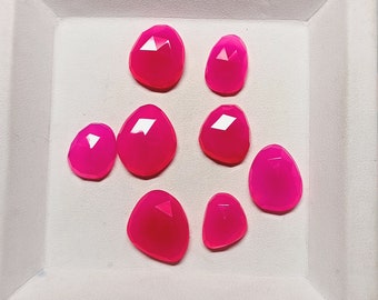 Top Chalcedony Pink Rose Cut Mix Shape -Natural Cabochon Gemstone - High Quality RINGS Size - Natural Chalcedony Flat Back Smooth Polished