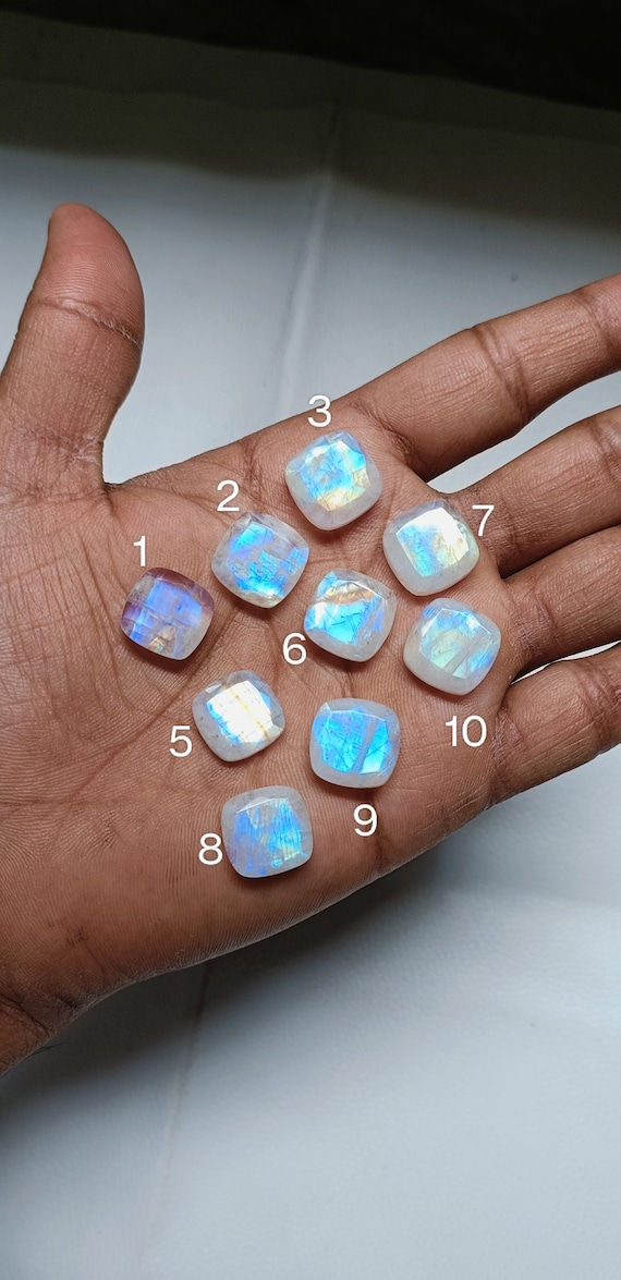 Top Rainbow Moonstone Step Cut - Flashy Gemstones - Natural Gemstones - Handmade Polished - For making Jewelry
