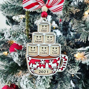 Personalized Marshmallow Family Hot Chocolate Mug Ornament