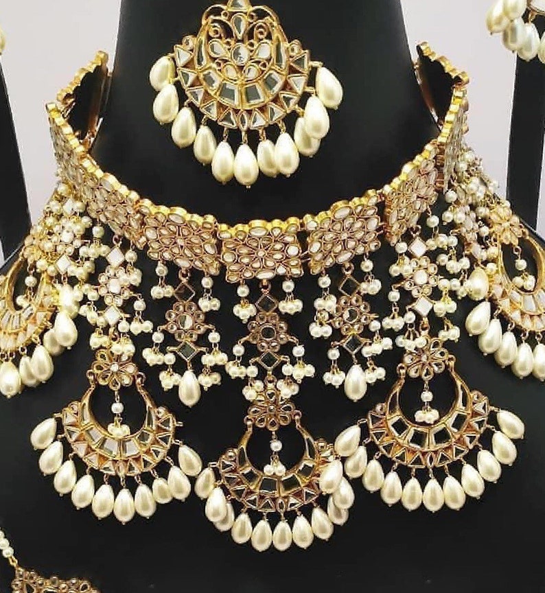 Bridal Jewelry Set , Kundan Jewelry Set , Pakistani Jewelry Set, Indian jewelry Set , Bollywood jewellery Set , Necklace, image 7