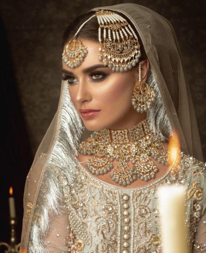 Bridal Jewelry Set , Kundan Jewelry Set , Pakistani Jewelry Set, Indian jewelry Set , Bollywood jewellery Set , Necklace, image 1