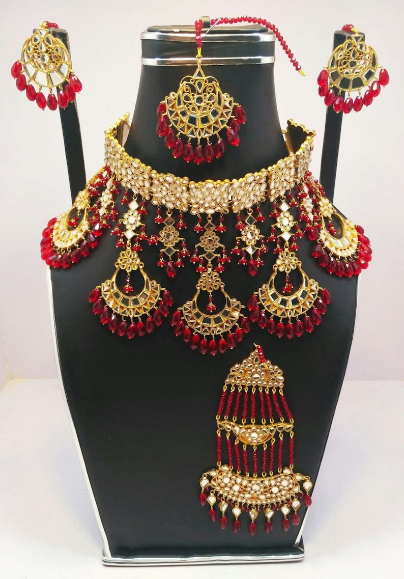 Bridal Jewelry Set , Kundan Jewelry Set , Pakistani Jewelry Set, Indian jewelry Set , Bollywood jewellery Set , Necklace, image 4