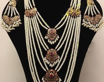 Bridal Jewelry Set , Pakistani bridal set, Gold Plated Jewelry, Semi Precious Stone jewelry , Bollywood jewellery Set , Necklace,