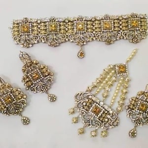 Bridal Set, Pakistani Bridal Set, Silver bridal set, Indian bridal set, Vintage Inspired Victorian Jewelry Set, Wedding Jewelry Set