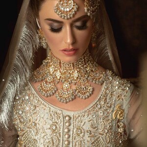 Bridal Jewelry Set , Kundan Jewelry Set , Pakistani Jewelry Set, Indian jewelry Set , Bollywood jewellery Set , Necklace, image 2