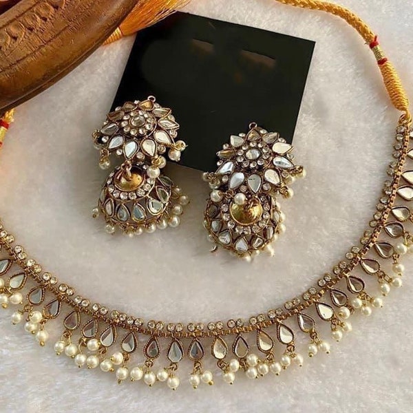 Bridal Jewelry Set , Pakistani jewelry Set, Indian jewelry Set , Bollywood jewellery Set , Necklace, Necklace with Earrings, Jhoomar