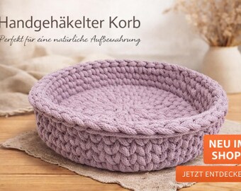 Storage basket/bowl, hand-crocheted from cotton – Lavender – Decor & Organization – Home accessory