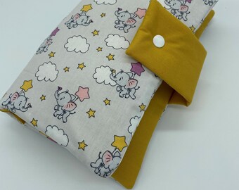 Diaper Bag Changing Bag Diaper Clutch to go Girl Boy Elephant Clouds Set