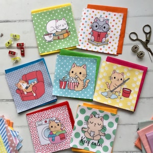 Cats Quilting Fabric - 5-inch squares - Patchwork Charm Pack or Panel - 42 different motifs