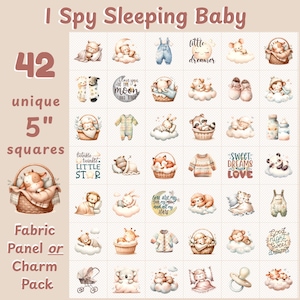Beige/krämfärgade djurtygrutor för baby: 13 cm charmpaket (42 rutor) eller panel - Quilt, blandade