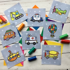 TRASPORTO - 42 mq - 5" - Pacchetto Charm o Pannello - Tessuto - I spy, bambino, bambini, trapunta, coperta