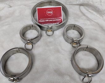 Stainless Steel neck wrist and ankle cuffs, very strong mature