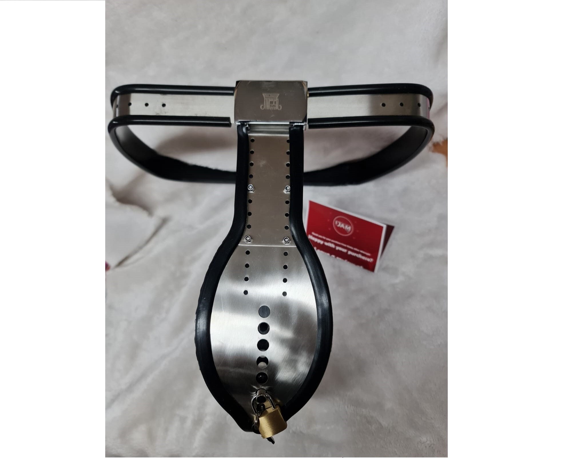 Ceinture de chasteté masculine Cage de chasteté en acier inoxydable avec  bouchon de perle Anal amovible - Type T - massage waist