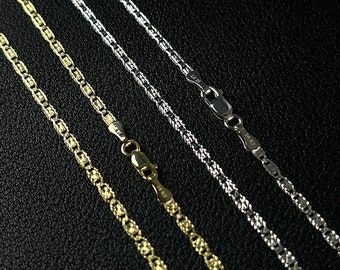 18 Inches Jewels By Lux 14K White Yellow and Rose Three Color Gold 2.1MM Rail Diamond-Cut Valentino Chain Necklace 18 Inches Jewels By Lux 14K White Yellow and Rose Three Color Gold 2.1MM Rail Diamond-Cut Valentino Chain Necklace