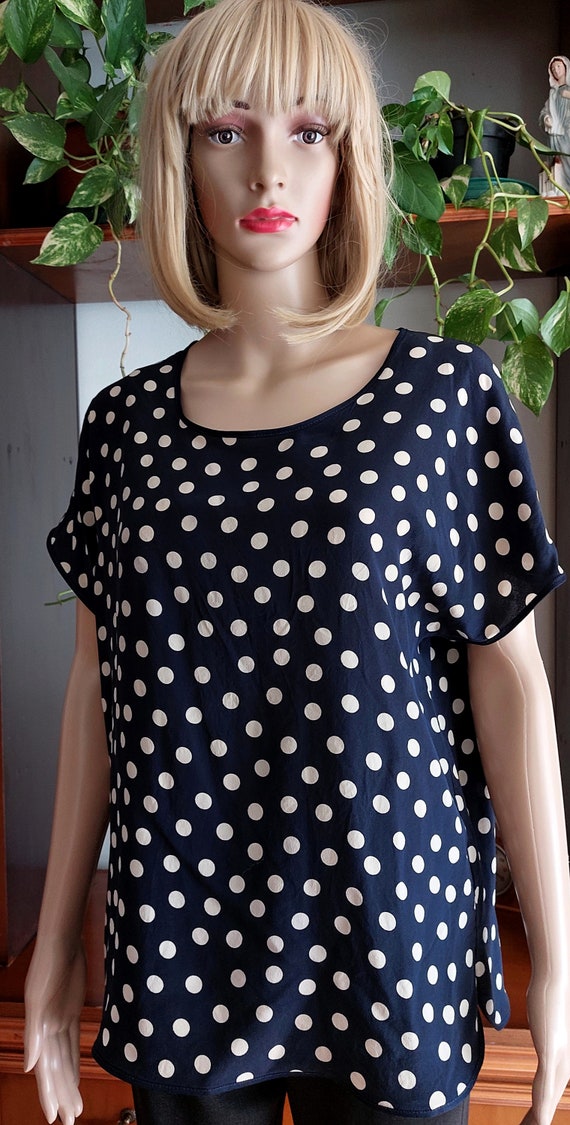 Italian vintage pure silk blouse  with polka dot … - image 5