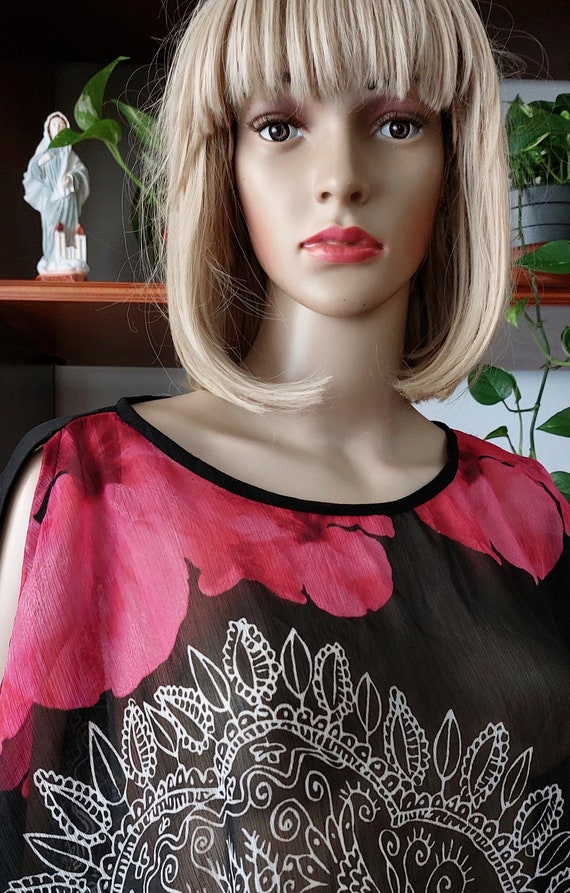 DESIGUAL vintage sheer floral blouse top/Batwing … - image 7