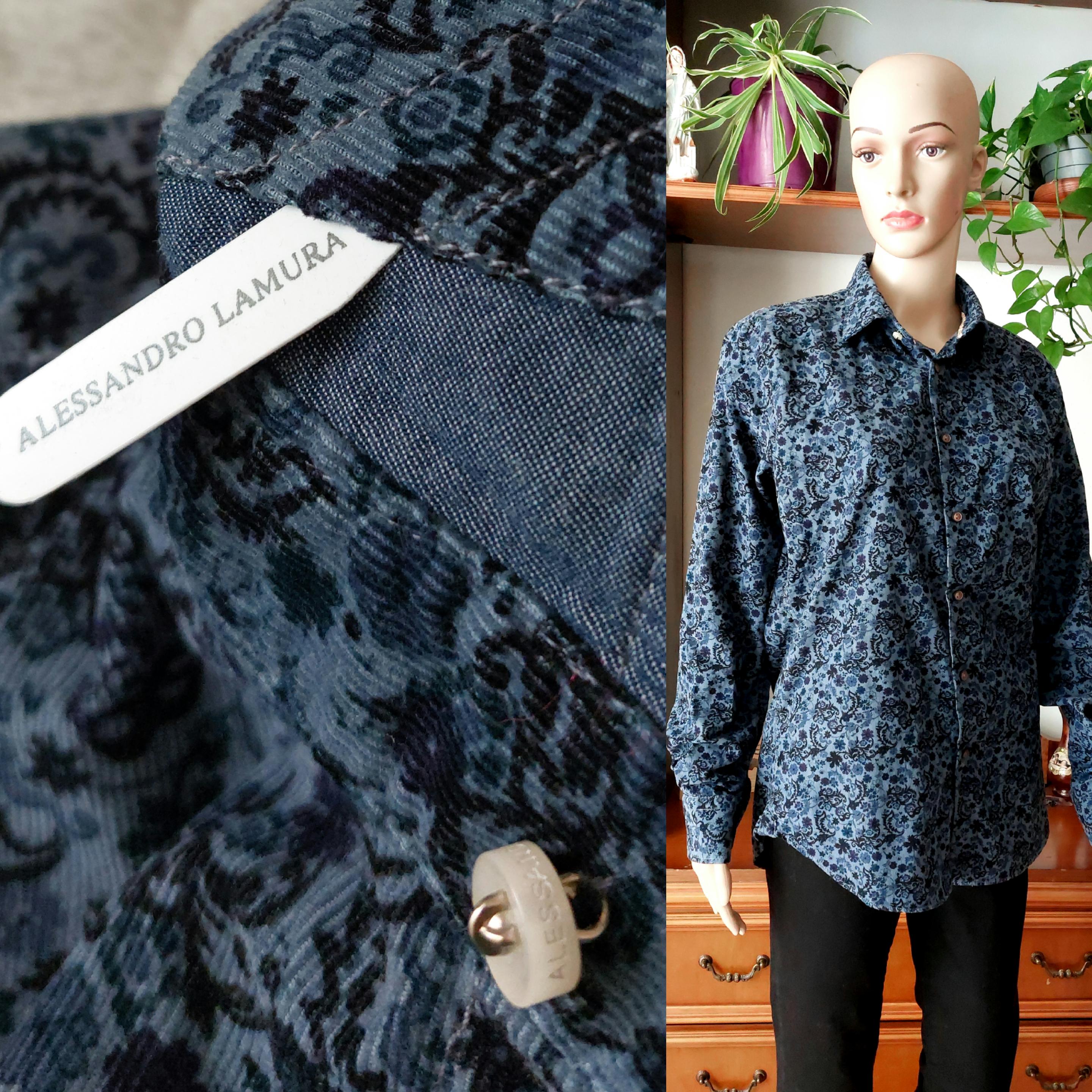 Alessandro Lamura Vintage Floral Cotton Button Down Shirt for Men 
