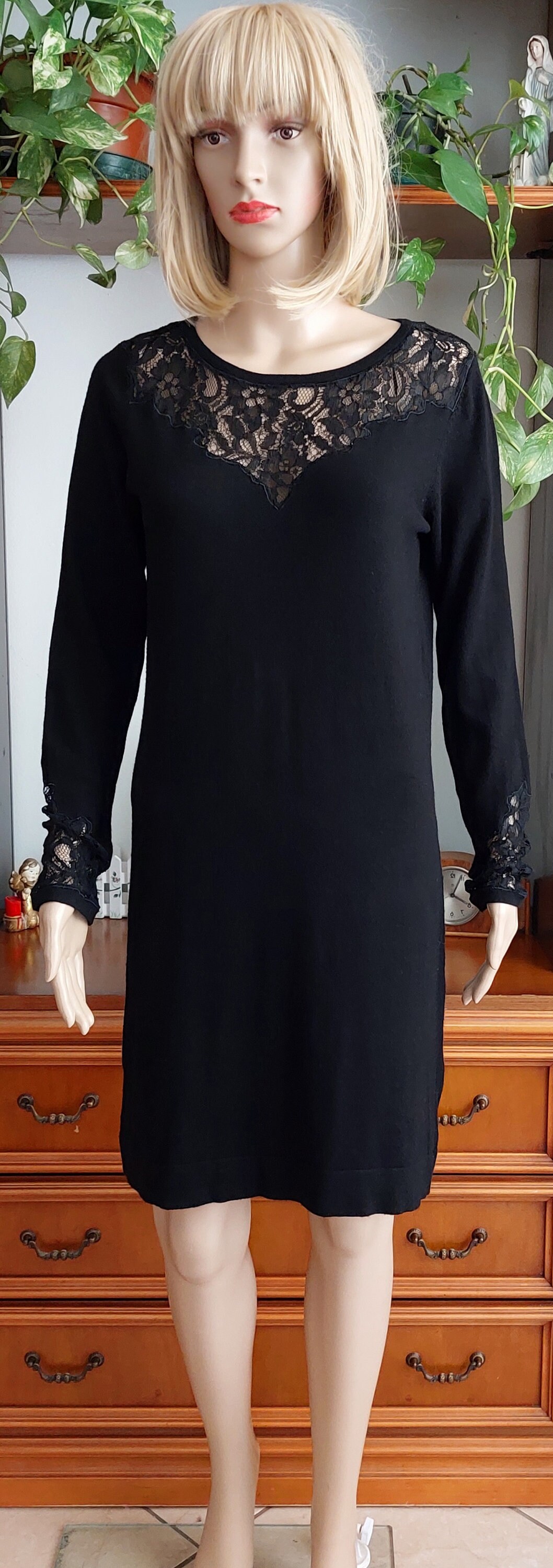 Vintage Black Lace Midi Dress by WALLIS - Long Sleeve Cocktail Dress  (large) - Etsy