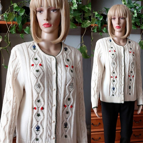 Vintage Austrian  cardigan with hand embroidery/T… - image 1