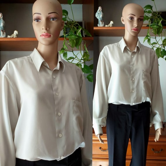 70s Vintage Men Silk Shirt Made in Italy/long Sleeve Collared Etsy