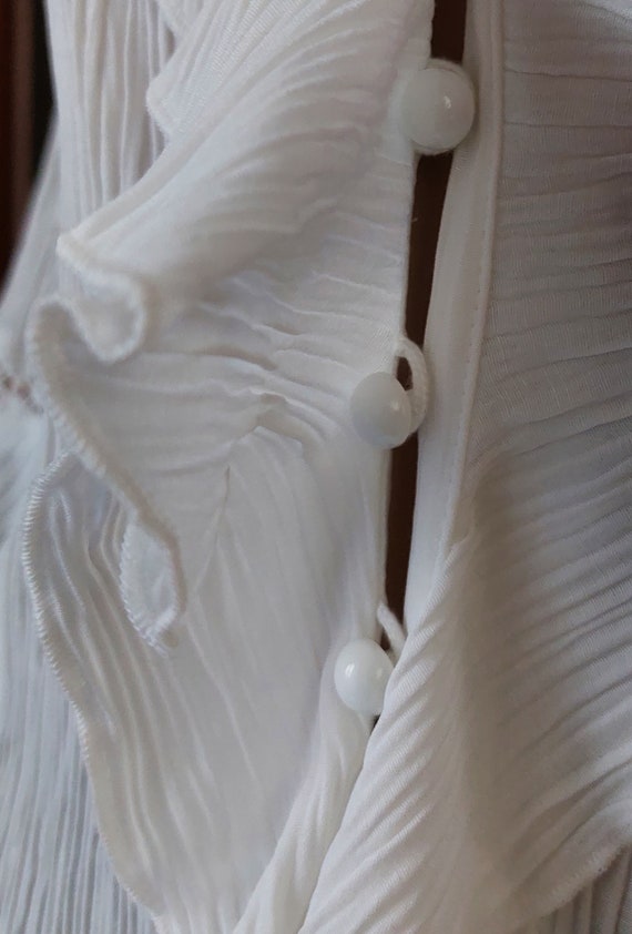 80's vintage white lace blouse with ruffled jabuo… - image 8