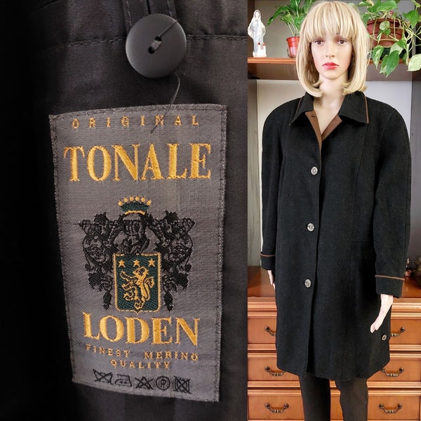 Loden coat women in merino wool vintage/Austrian Tyrolean original trachten coat jacket/Oversized Bavarian boiled wool coat/Country coat/