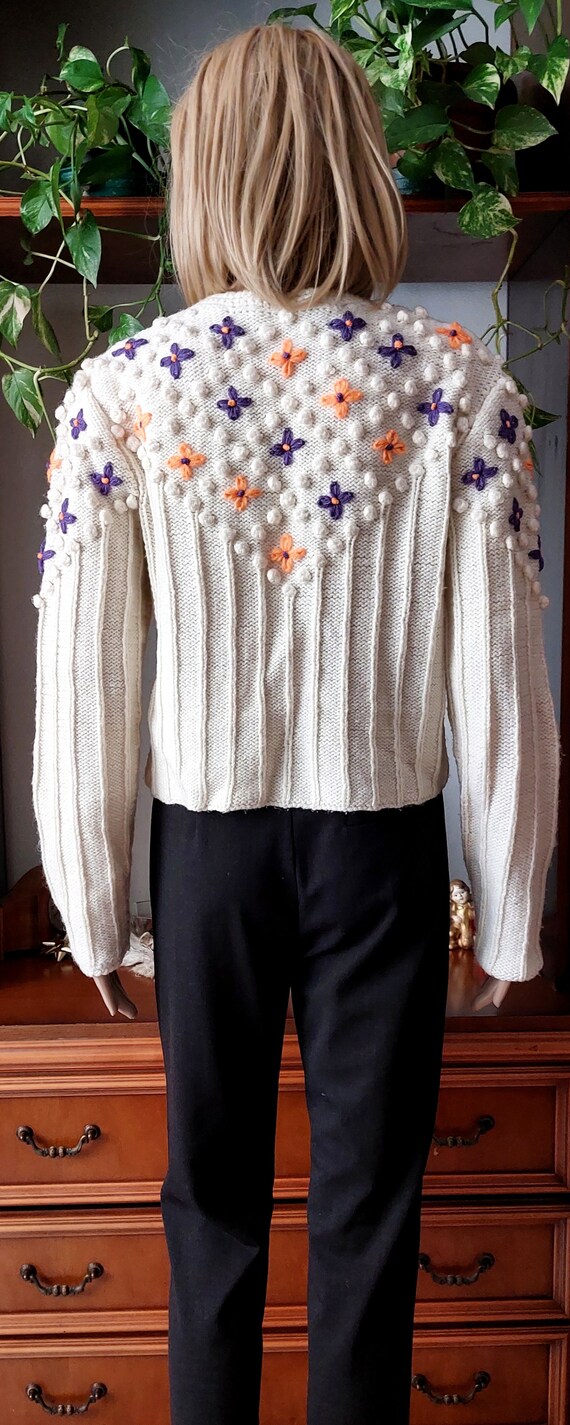 Vintage Austrian knitted flower cardigan/Vintage … - image 4