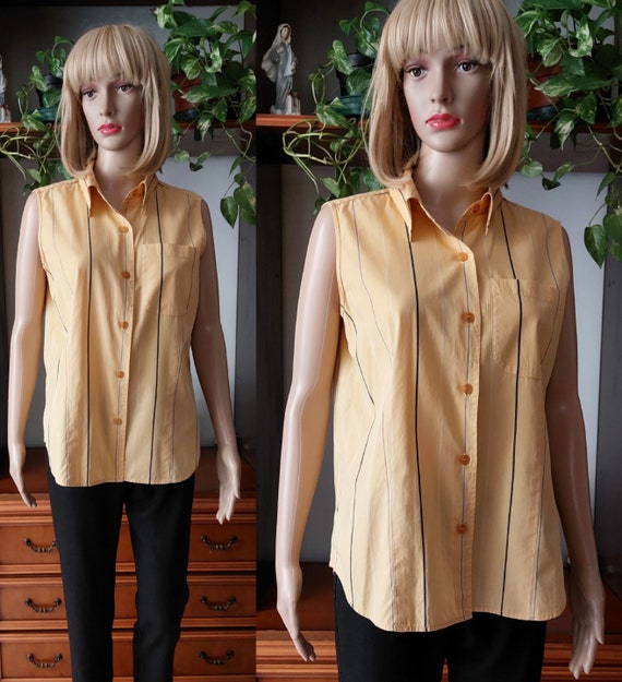 Liz Claiborne vintage cotton sleeveless blouse/Vi… - image 1