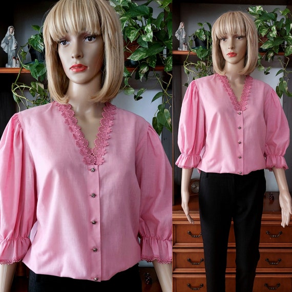80s Austrian Plaid Blouse| Vintage Tartan Cotton and Linen Statement Festive Top