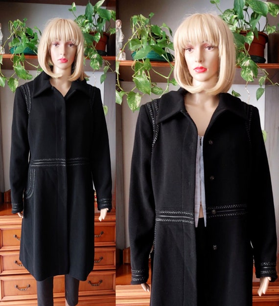 Vintage black wool maxi coat/ Women cashmere and w