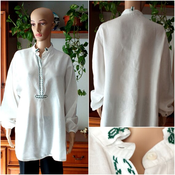 Austrian Linen Trachten Blouse/ Bavarian Folk Blou
