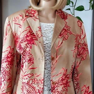 JONES vintage floral blazer for women/Oversized Elegant Evening Prom cotton floral print blazer jacket/Perfect condition/XL