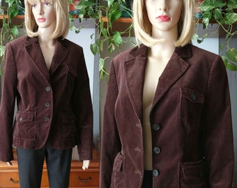 ESPRIT veste blazer en velours côtelé vintage femmes/designer allemand blazer en velours marron/printemps automne blazer en velours côtelé taille M-L/veste en velours country