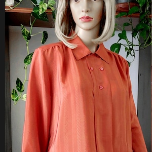 Marcello Cioni Seide und Acetat Vintage Bluse für Frauen aus Italien / Elegante Langarmbluse /Secretary Bluse / XL / 16