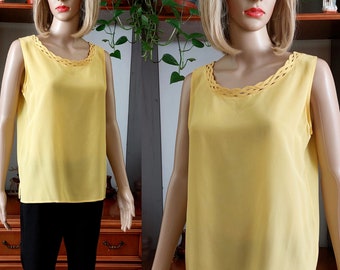 Vintage Silk Tank Top for Women's/Sleeveless silk summer Blouse/ L