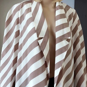 Blazer elegante vintage in seta al 100% per donna, prodotto in Italia/Blazer oversize in seta a righe per feste e cocktail/Blazer in seta per cerimonie serali/2XLUS-18