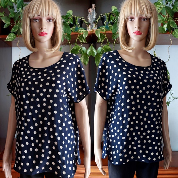 Italian vintage pure silk blouse  with polka dot … - image 2