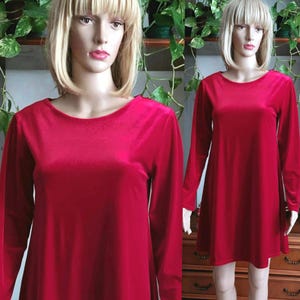 Vintage  babydoll red velvet mini dress made in Italy/Fashionable babydoll dress/Romantic dress/Cocktail Party dress/Ceremony red dress/S